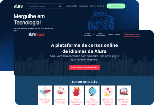 Tela da Alura plus e Alura língua